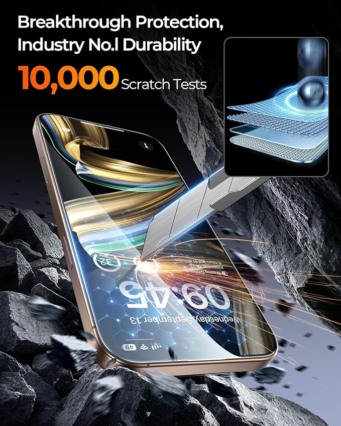 4-Pack Privacy Screen Protector for iPhone 13 Pro Max [100% Anti-Spy] | [9H+ Military-Grade Aerospace Glass][Auto-Alignment Kits] Shatterproof Tempered Glass Film for 13 Pro Max 6.7" Zero-Bubble - Image 5