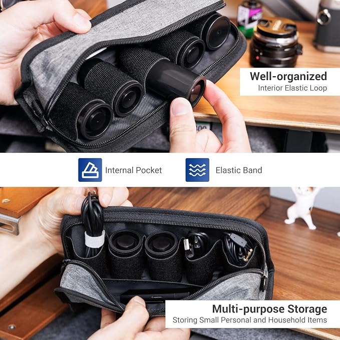 Portable 35mm Film Canister Pouch, Compact Film Carrying Case Storage Bag | Holder Organizer for 5 Rolls of 35mm 135 film, Compact Film Cassette Holder Container Storage Box with Belt Loop and Strap - Image 3