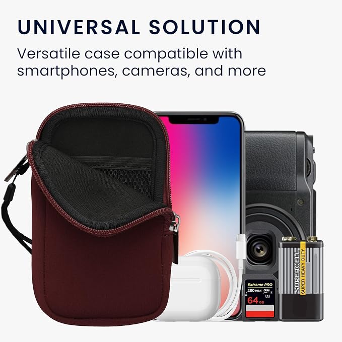 kwmobile Universal Phone Pouch Size M - 5.5" - Neoprene Smartphone Pouch with Zip - Water-Repellent Mobile Phone Case - Sleeve in Berry - Image 4