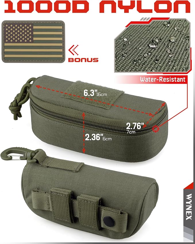 Wynex Tactical Molle Glasses Pouch, Shockproof Eyeglass Case for Glasses | Sunglasses Case Hard Shell, 360°Clip & Patch, Glasses Protector Fit Sunglasses Goggles, for Travel Sports Work - Image 5