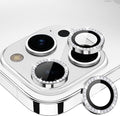 for iPhone 15 Pro/15 Pro Max Camera Lens Protector Diamond, Silver | Individual Metal, 9H Hardness, Scratch Resistant, Shockproof, Drop Protection, Case Friendly, Stylish Accessories by Xfilm