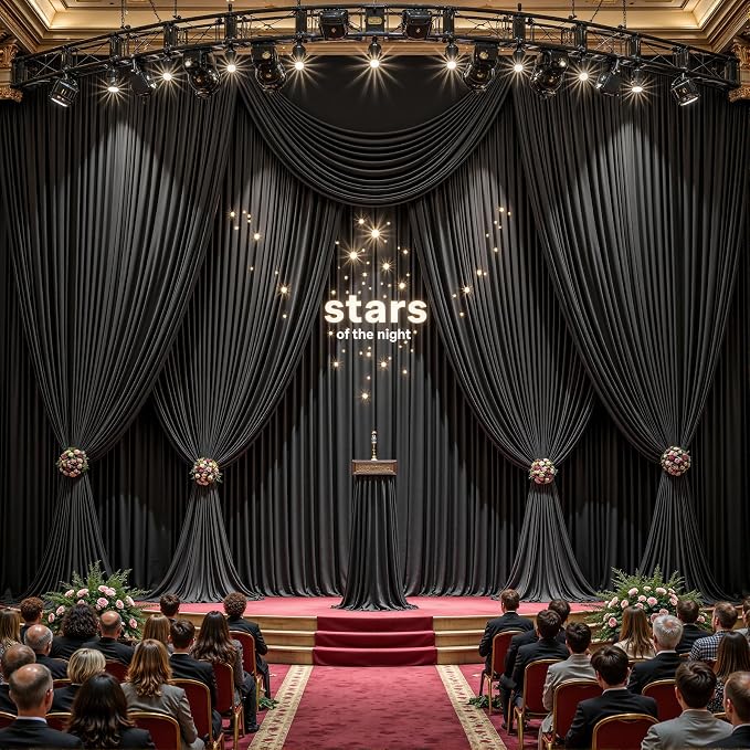 40ftx10ft Wrinkle Free Black Backdrop Curtain - 10 Feet Photography Backdrop Drapes, Silky Polyester Back Drop Cloth for Wedding Baby Shower Balloon Arch Background - Image 2