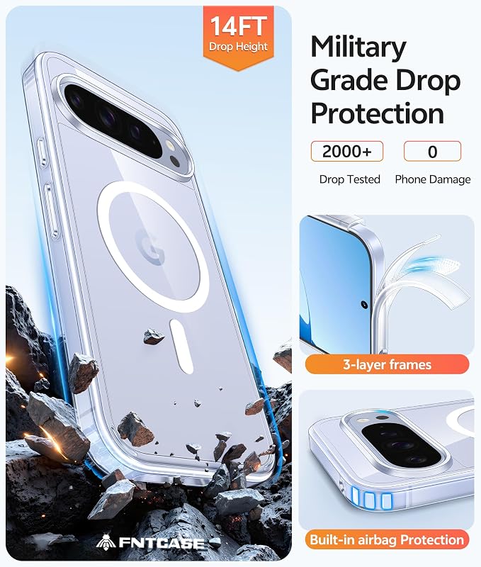 FNTCASE for Google Pixel 10 / Pixel 10 Pro Case, Compatible with Magsafe | Screen Protector, Anti Yellowing, 14FT Military Grade Drop Protection, Shockproof Protective Phone Cover, Transparent Clear - Image 5