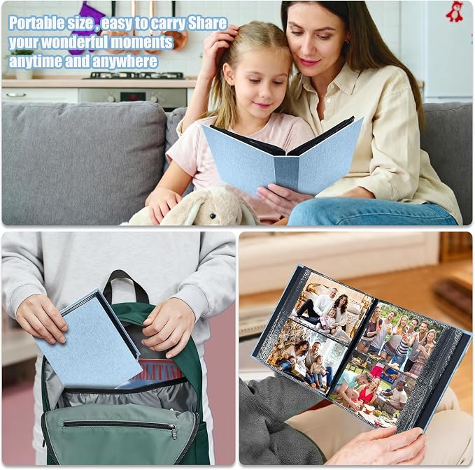 Photo Album 4x6 200 Pockets for Wedding Gifts,Linen Hardcover Picture Albums for Family Anniversary Baby Vacation Pictures - Image 6