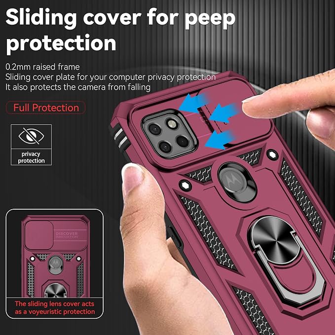 for Moto One 5G Ace Case Moto G 5G(2020) Case,with Nano Explosion-Proof Film[2 Pack], Military Grade Shockproof with Kickstand Protective Case for Motorola Moto One 5G Ace,Rose Red - Image 5