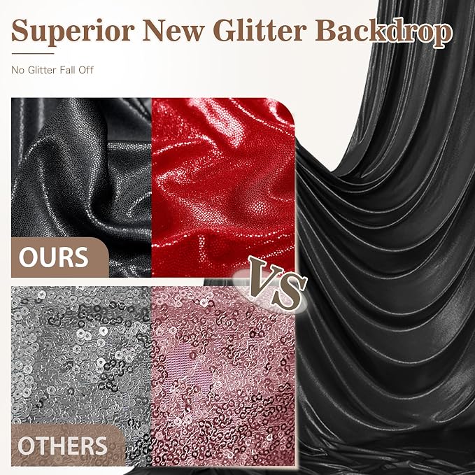 20ft x 10ft Red Black Sequin Backdrop Curtain for Parties, Wrinkle Free Glitter Photo Backdrop Drapes 4 Panels 5x10ft Back Drop Cloth for Wedding Photography Background - Image 2
