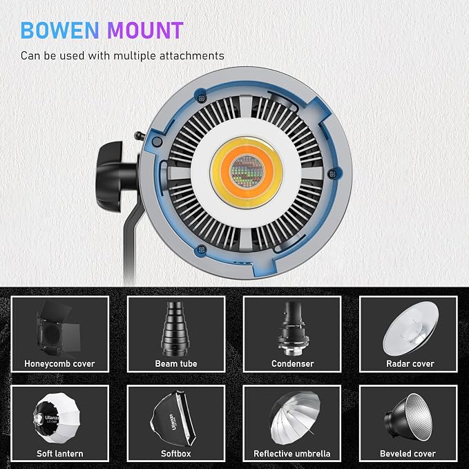 ULANZI 120W RGB Video Light COB LED Photography Lighting with Adapter & APP | 2700K-6500K 27000lux/m CRI95+ 20 Scenes Wireless Bowens Mount Continuous Output Lighting for Studio Video Recording,Filming - Image 8