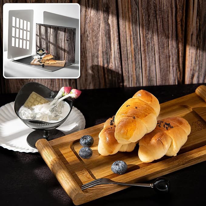 BYSTONE Photo Backdrop Board and Background Kit for Product Photography | 20 patterns, 16.5 x 11.7 in, 2 shadow props, food, beauty, jewelry and UGC shots - Image 4