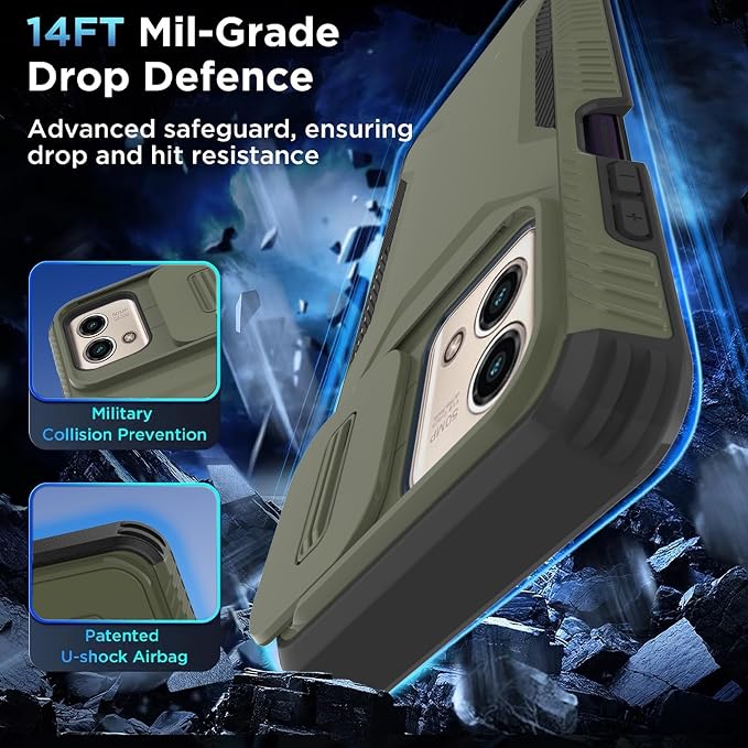 for Motorola G Stylus 5G 2023 Case with 1 HD Screen Protector & Slide Camera Cover[Military-Grade]Phone Case Heavy Duty Rugged Shockproof Protective Cover for Moto G Stylus 5G 2023(Pine Green) - Image 3