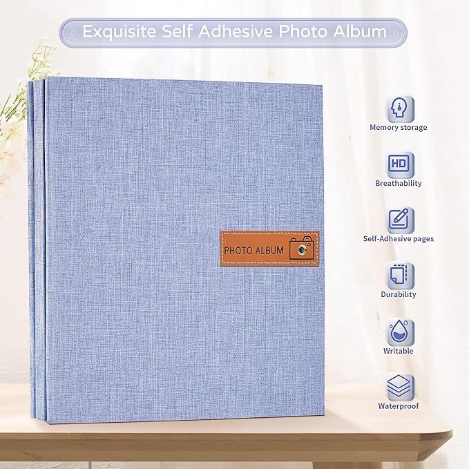 Popotop Large Photo Album Self Adhesive 4x6 5x7 8x10 Scrapbook Album DIY Picture Book,Gifts for Mom,Family Baby and Wedding,with Metal Pen and Plastic Board - Image 2