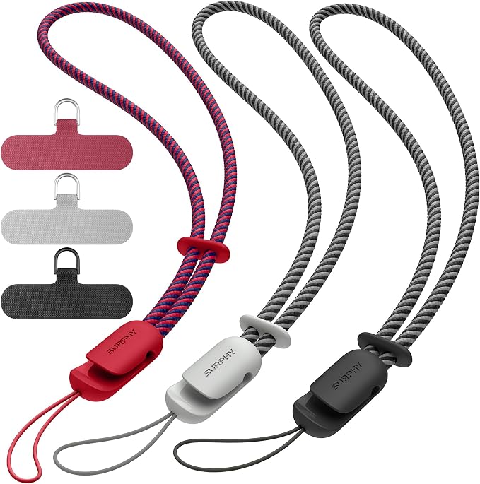 SURPHY 3 Pack Phone Wrist Strap, Phone Lanyard with Cellphone Tether Tab | Phone Strap Charm, Camera Wrist Strap with 2-Color Braided, Phone Wristlet, Wrist Lanyard for Case by SURPHY