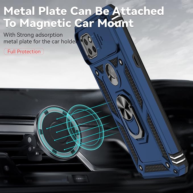 for Moto One 5G Ace Case Moto G 5G(2020) Case,with Nano Explosion-Proof Film[2 Pack], Military Grade Shockproof with Kickstand Protective Case for Motorola Moto One 5G Ace,Blue - Image 8
