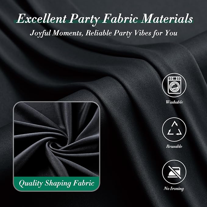 50 ft x 10 ft Wrinkle Free Black Backdrop Curtain for Parties, 10 Panels Polyester Black Photo Backdrop Drapes for Graduation Birthday Wedding Party Stage Curtains, Thick Bulk Background Curtains - Image 7