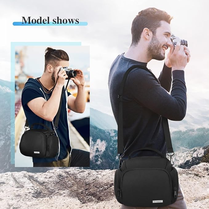 G-raphy Camera Bag Case Small Camera Sling Bags Camera Photography Accessories for DSLR SLR Mirrorless with Removal Straps Black - Image 7
