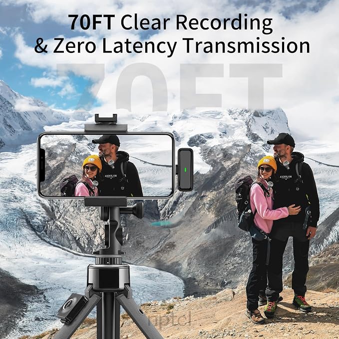 NPTCL Wireless USB Type C Microphone for iPhone 17/15/16 PC Laptop Computer | Noise Canceling, LED Digital Charge Display, 1100mAh Charging Case, Lavalier Mics for Content Creator Vlog Video Recording - Image 4