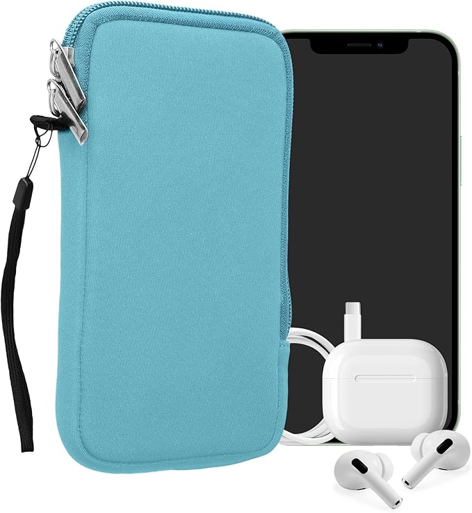 kwmobile Universal Phone Pouch Size XL - 6.7/6.8" - Neoprene Smartphone Pouch with Zip - Water-Repellent Mobile Phone Case - Sleeve in Light Blue by kwmobile