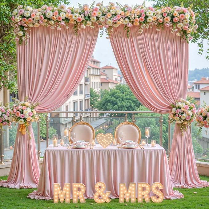 Rose Backdrop Curtains-Wrinkle-Free Polyester Photography Drapes Party Curtain Background for Baby Shower Wedding Decorations- 8 X10FT - Image 8