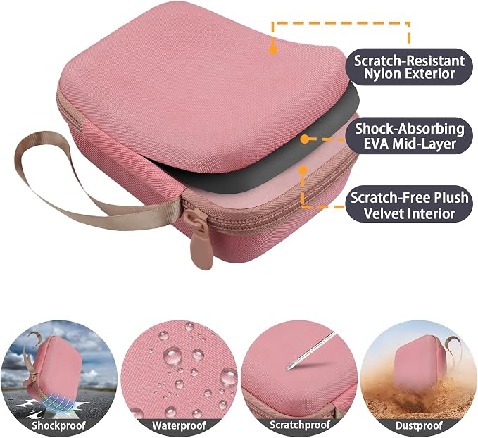 Hard Travel Case for Fujifilm Instax Mini Link+ & Link 3/2 Printer | Shockproof, With Handle, Hard Shell Exterior, Storage Compartment, Portable Carrying Box, Soft Pink Case - Image 6