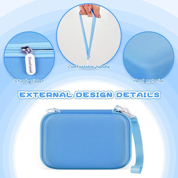 Boobowl Kids Instant Print Camera Case for Dylanto, for Gofunly Cameras | 3 Included Paper Rolls, Adjustable Divider, Mesh Pocket and Shoulder Strap for Kid Travel, Photo Storage, Box Only - Blue - Image 5