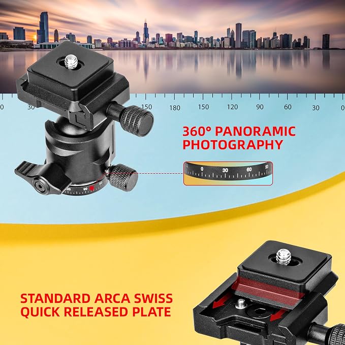 Zeadio Heavy Duty Metal Tripod Kit with Arca Ball Head - Universal Phone Vlogging Kit, Cell Phone Stand & Travel Tripod for iPhone/Android, Camera, Gimbal, Action Cam etc - Image 6