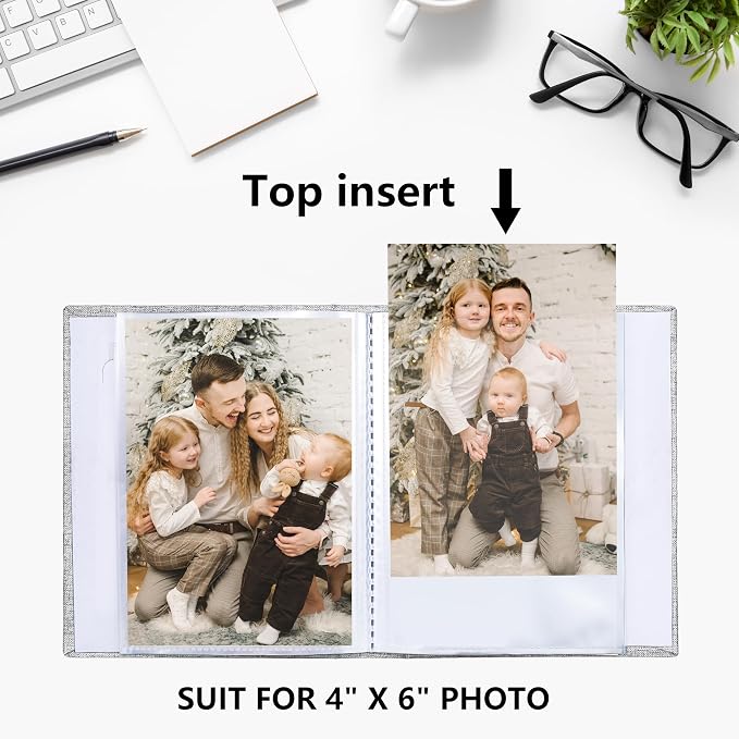 Vienrose 4x6 Small Photo Album, 2 Pack,100 Photos, Red | Linen Cover, Mini Photo Album, Baby Memory Book, Wedding Family Travel - Image 5