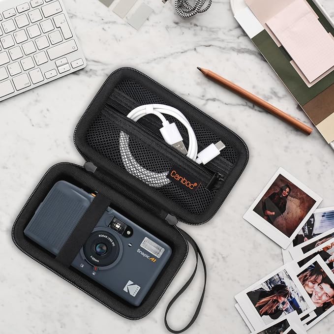 Canboc Carrying Case for KODAK EC35/ KODAK EKTAR H35 Film Camera, Black | For H35N/ KODAK Snapic A1 Camera, H35/ EC35 Film Camera Bag, Zipper Mesh Pocket fits Batteries, Cable, Case Only - Image 7