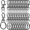 LEOBRO 60 PCS Lobster Claw Clasps and Key Rings, Keychain Clips and Key Chain Rings, Keychain Making Kit, for Key Chains, Jewelry Making, Crafts, Gray Black by LEOBRO