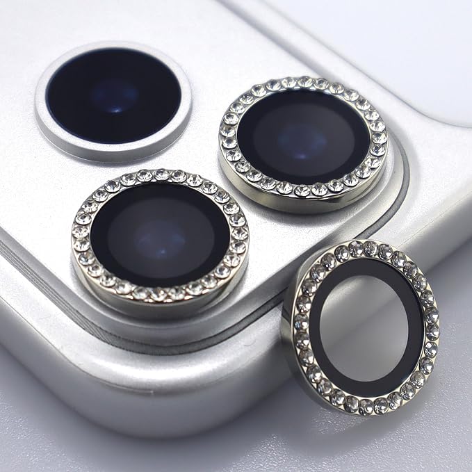 BONVAN for iPhone 17 Pro / 17 Pro Max Camera Lens Protector Bling Glitter Diamond Metal Crystal Tempered Glass Screen Accessories Rhinestones Lens Cover for iPhone 17 Pro/Pro Max (Silver) by BONVAN