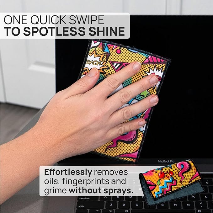 Microfiber Wholesale Quick Cloth Glasses Cleaning Cloths – 5x7 Popart | 2 Pack with Case | Double-Sided Lens Cleaner for Eyeglasses, Camera, Screens & Glass | Reusable Microfiber Glass Polishing - Image 2