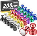 FINDMAG 200 Pack Colorful Refrigerator Magnets, Magnets for Fridge, Office | Magnetic Push Pins for Kitchen, Whiteboard and Classroom, Pictures Display, Accessories Decorative, Strong Magnetic Hold by FINDMAG