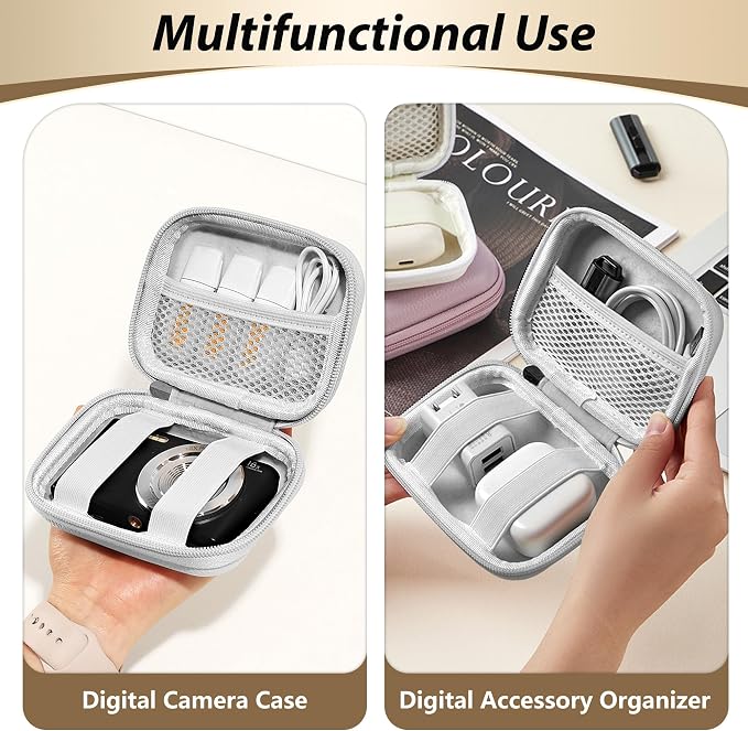 Digital Camera Case for KODAK PIXPRO FZ55/FZ45, Case Only, Matte Gray | Fits CAMKORY DC403 and Canon PowerShot ELPH 360 HS Compact Digital Cameras, Small Hard Shell Camera Pouch with Mesh Pocket - Image 8