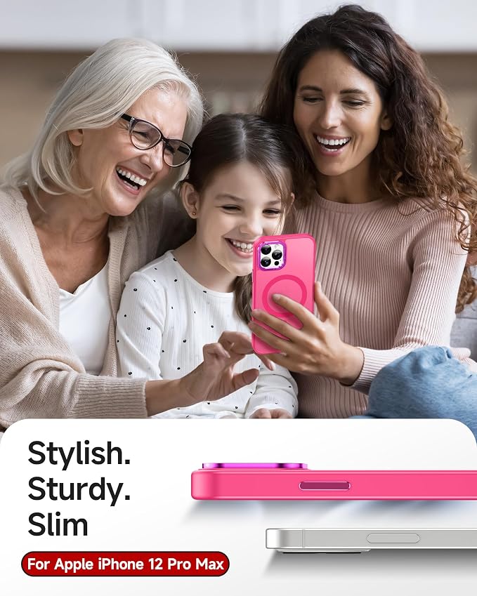 LeYi for iPhone-12-Pro-Max Case Pink:[ Tempered Glass Screen X2+ Camera Lens Protector X2] Compatible with Magsafe i Phone 12Pro Promax Cover iohone 12 Pro Max Magnetic Protective Girl Women, Hot Pink - Image 6