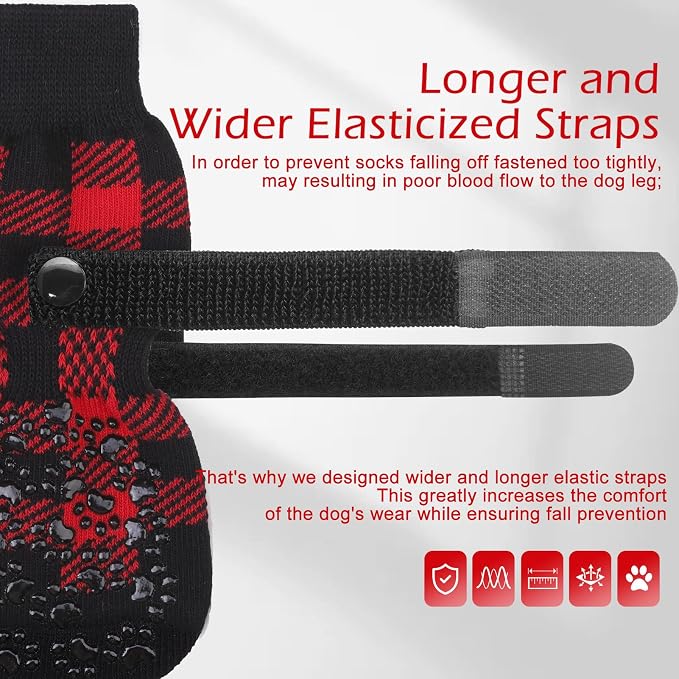 EXPAWLORER Anti-Slip Dog Socks-Double Sides Grips Traction Control on Hardwood Floor,Dog Shoes for Hot/Cold Pavement,Best Paw Protector,Prevents Licking,for Puppy Small Medium Large Senior Dogs - Image 3