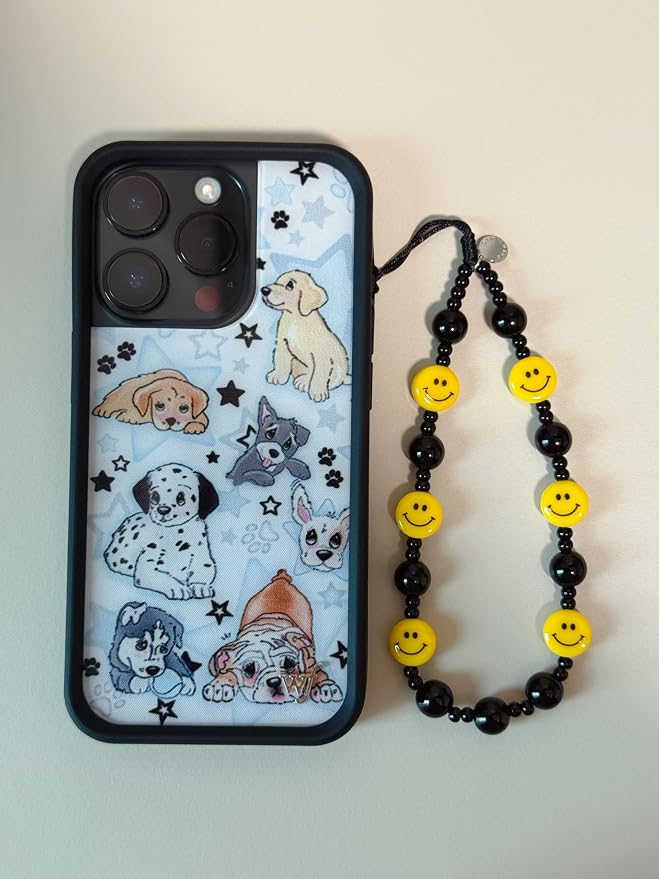 Drawwind Phone Charm Beaded Wristlet Strap Universal Cell Phone Lanyard Cute Bracelet Wrist Strap Beaded Chain String Handmade Accessories for Case Camera Bags (Yellow Smiles) - Image 6