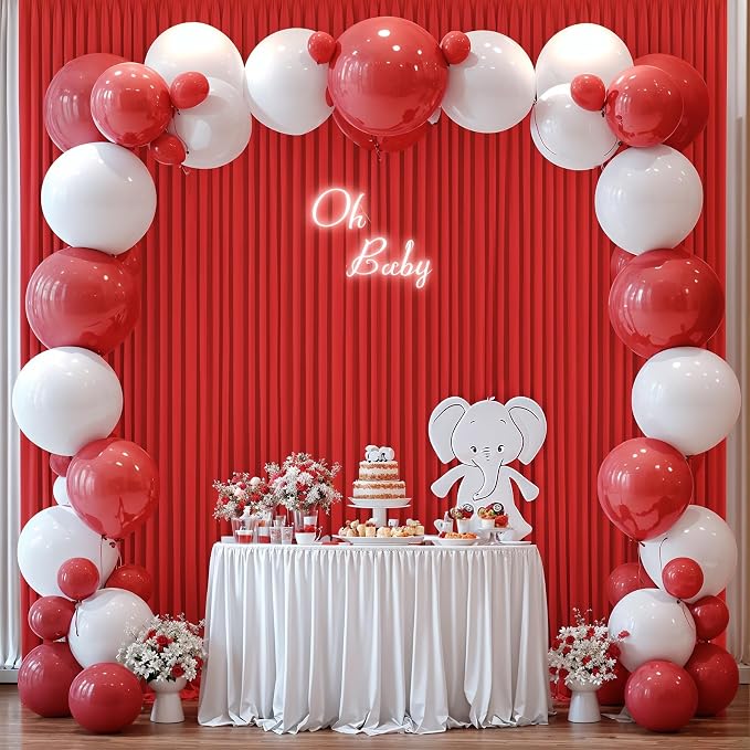 Red Backdrop Curtain for Parties Wedding Wrinkle Free Red Photo Curtains Backdrop Drapes Fabric Decoration for Birthday Party Baby Shower Christmas 5ft x 8ft,2 Panels - Image 9