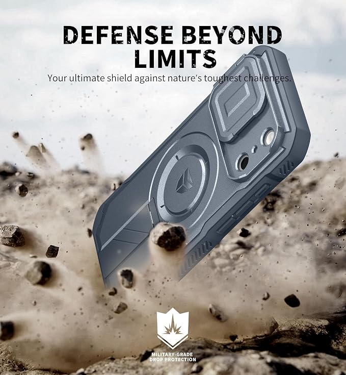 Dexnor for iPhone 17 Pro Case, [Built-in Flip Camera Cover & Camera Control Cover & Kickstand], Compatible with MagSafe, Heavy-Duty Rugged Shockproof Magnetic Phone Cover, 6.3 inch Navy Blue - Image 6