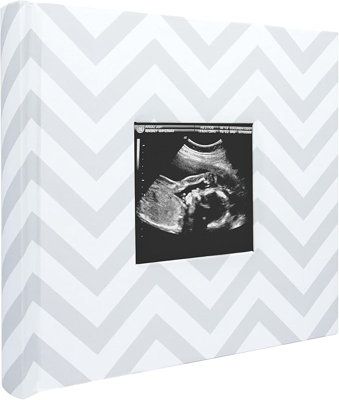 Pearhead Baby Photo Album for Baby Girl or Baby Boy, Gender-Neutral, Baby Memory Book Keepsake, Baby Shower, New and Expecting Parents, Gray Chevron by Pearhead