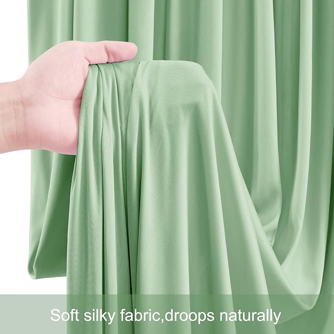6 Panels Sage Green Backdrop Curtains for Wedding Party Wrinkle Free Backdrops Curtain Drapes Fabric Decorations Photo Back Drop Cloth for Baby Shower Photography Stage Reception 30ft(W) x 12ft(H) - Image 6