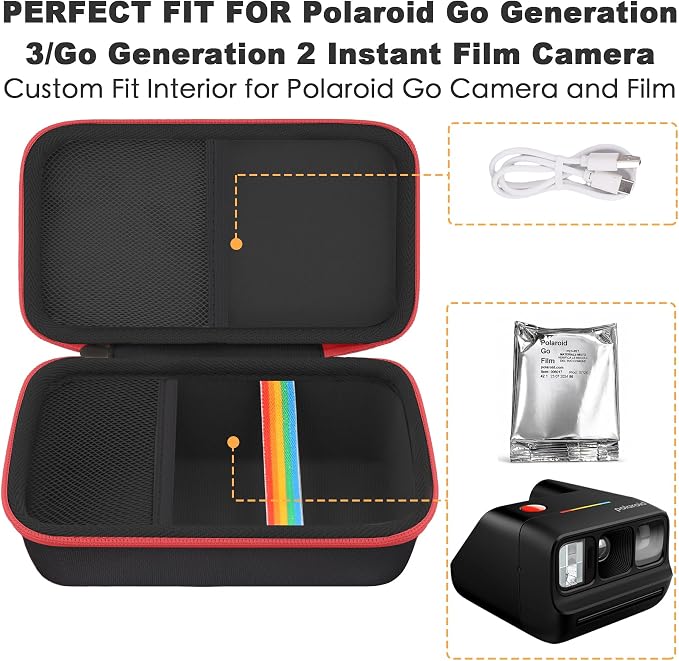 khanka Travel Case for Polaroid Go Generation 3 (6659/9192) Mini Instant Camera/Polaroid Go Generation 2 (6280),Case Only（black） - Image 5
