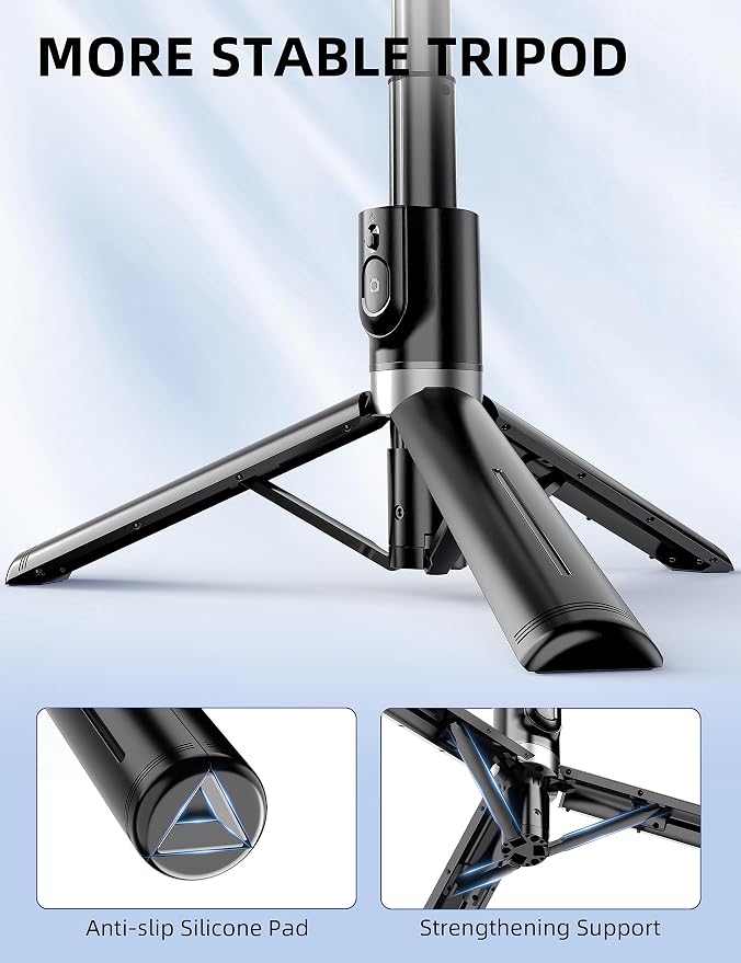 41'' Selfie Stick Tripod, Extendable Portable 4 in 1 Aluminum Phone Tripod with Wireless Remote 360° Rotation Travel Smartphone Tripods Stand Compatible with iPhone 17/16/15/14/Android (Black) - Image 2