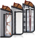 TRIUMPH VISION 3 Pack Reading Glasses Pouch Soft Case Eyeglass Sleeve Slim | Alternative to Bulky Case in bag, Lightweight Lined Padded Protect Optical lens Slip in, Cute Pattern Portable for Daily Use by TRIUMPHVISION