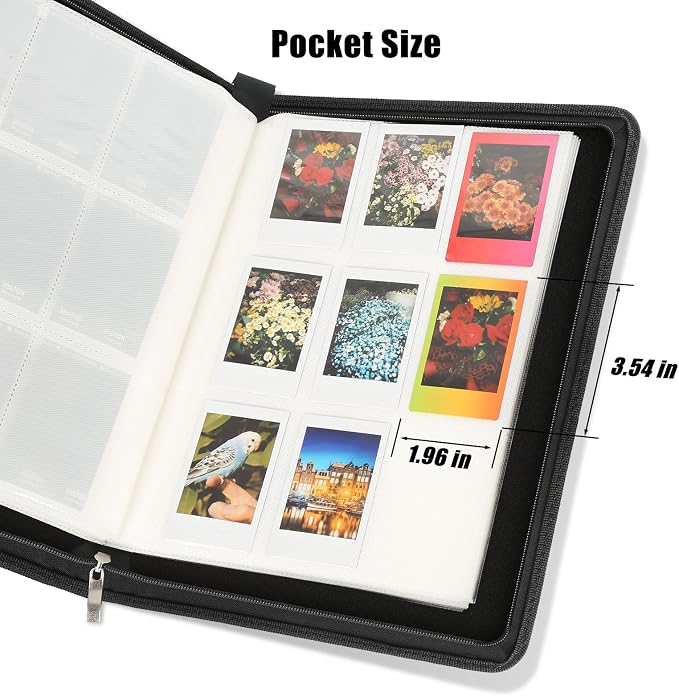 Veicevol 540-Pocket Album for Instax Mini & Polaroid 2x3 inch Photos, Black | Designed for Instax Mini and Polaroid 2x3 Photos, Cover with Zipper Closure, Large Capacity, Holds Up to 540 Photos Securely - Image 6