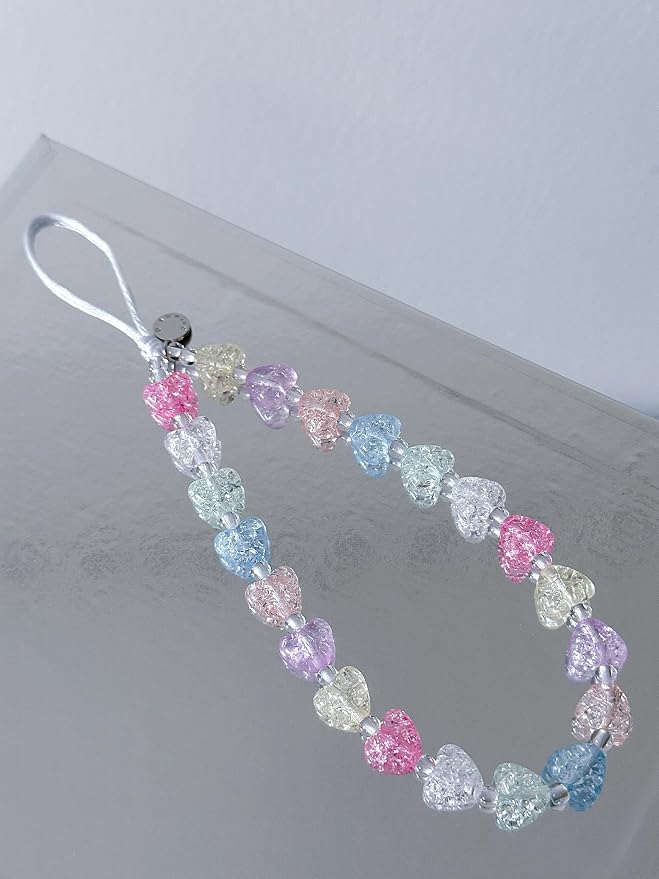 Drawwind Phone Charm Beaded Wristlet Strap Universal Cell Phone Lanyard Cute Bracelet Wrist Strap Beaded Chain String Handmade Accessories for Case Camera Bags (Hearts Galore) - Image 5
