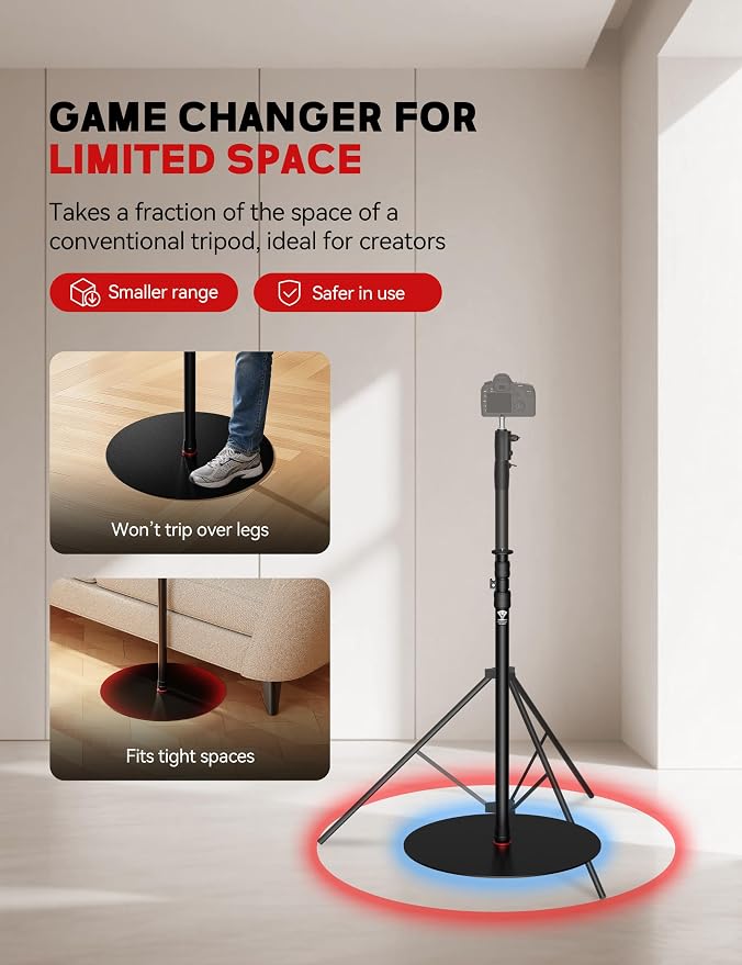 iFootage RB-A500 Heavy Duty Round Base Light Stand 79" Monopod | Telescoping Monopod with 22lbs/10kg Load Capacity, Space-Saving Tripod Alternative for Camera Video Light LED Panel Streaming - Image 3