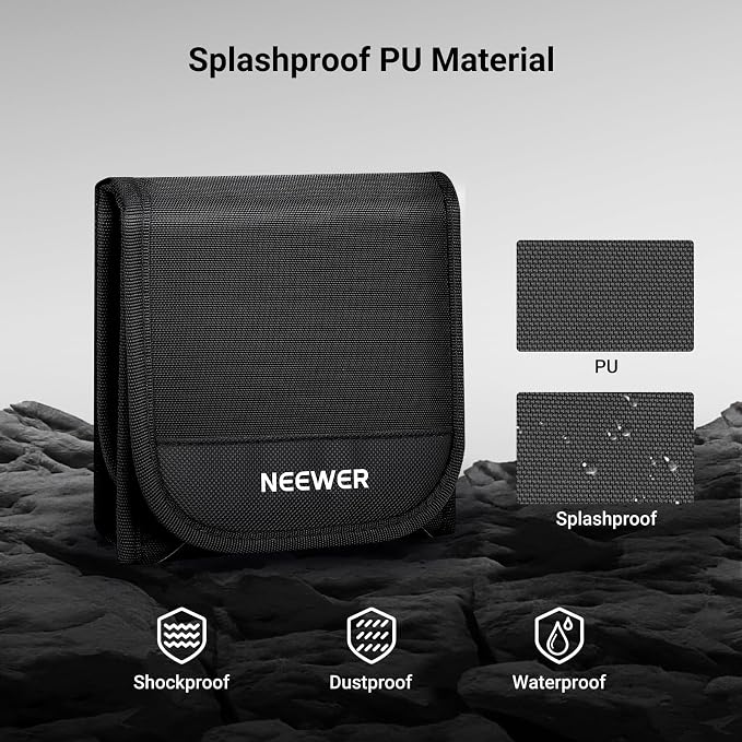 NEEWER 82mm Filter Case, Trifold Foldable Splash Resistant Protective Carry Pouch Storage Bag Accessories, Holds Up to Three 82mm Round Camera Lens Filters, PB15 - Image 4