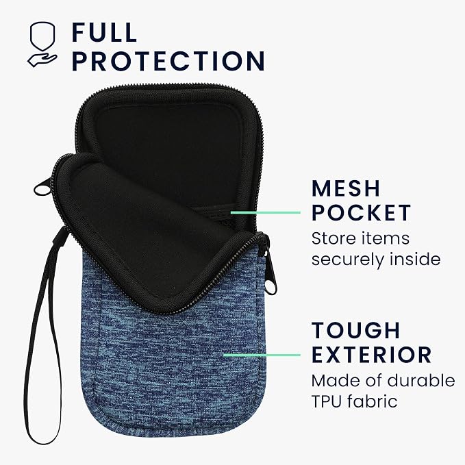 kwmobile Universal Phone Pouch Size XXL - 7" - Neoprene Smartphone Pouch with Zip - Water-Repellent Mobile Phone Case - Sleeve in Ocean Blue/Light Blue - Image 3