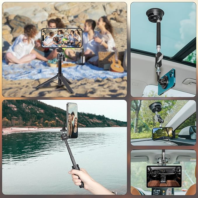 Magnetic Phone Tripod Mount Adapter with 1/4"-20 Screw Hole, Compatible with Magsafe for iPhone 17/16/15/14/13 Plus Pro Max Mini Series, Adjustable Phone Holder for Tripod, Ring Light, Selfie Sticks - Image 7