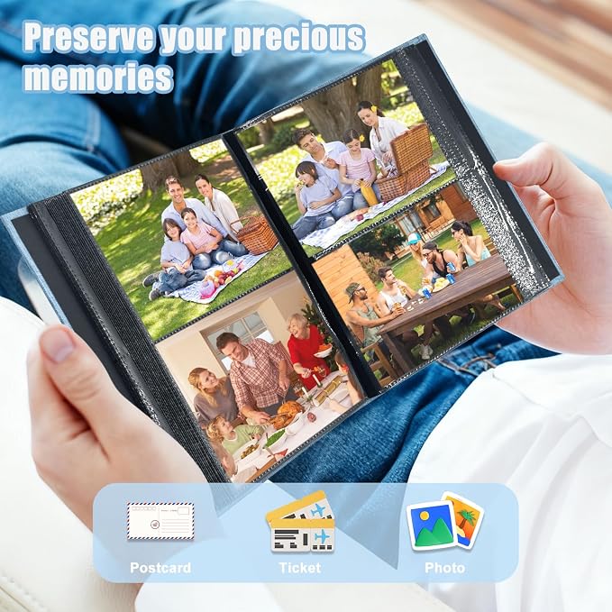 Photo Album 4x6 200 Pockets for Wedding Gifts,Linen Hardcover Picture Albums for Family Anniversary Baby Vacation Pictures - Image 4