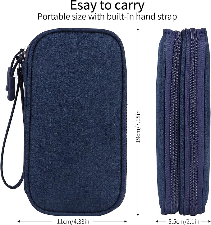 JIAKAI Travel Cable Organizer Electronics Accessories Bag for Charger, Phone, memory card,Travel Gadget Bag-Blue - Image 2