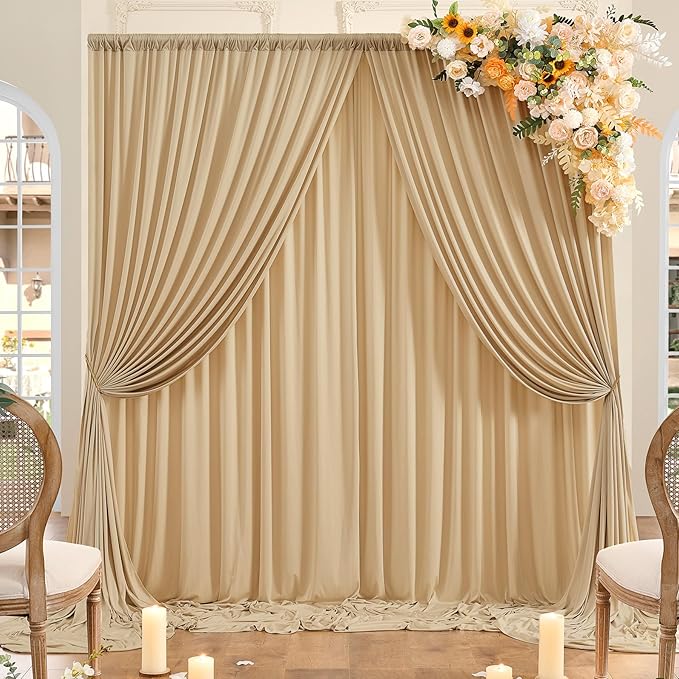 10ft x 8ft Wrinkle Free Champagne Backdrop Curtains for Parties, Thick Fabric Photo Backdrop Drapes for Weddings Photography Birthday Party Backgrpund Decor - Image 4